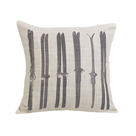 Gray Printed Ski Throw Pillow