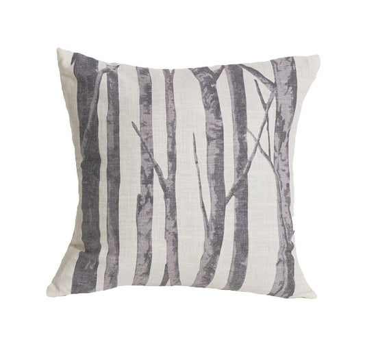 Printed Branches Cream & Gray Throw Pillow