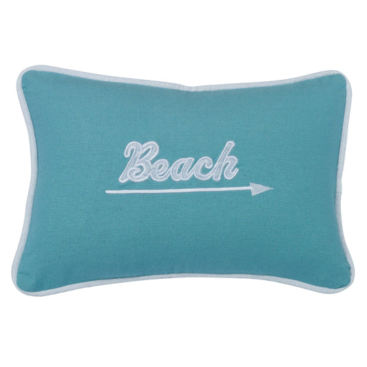 Embroidered "Beach" Pillow