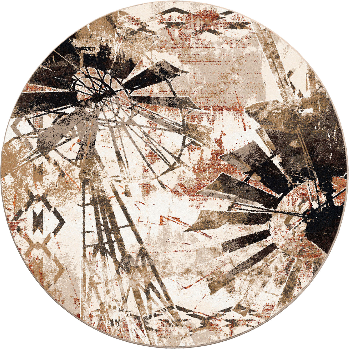 Painted Windmill Rug – Gouache – close up