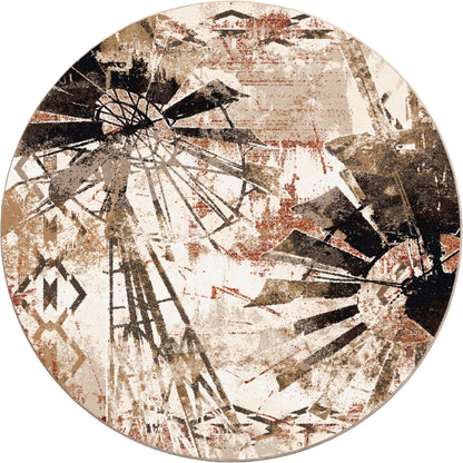 Painted Windmill Rug – Gouache – close up