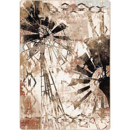 Painted Windmill Rug – Gouache – cabin lodge area rug