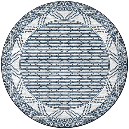 Patterned Stripe Rug – Fresh Blue – close up