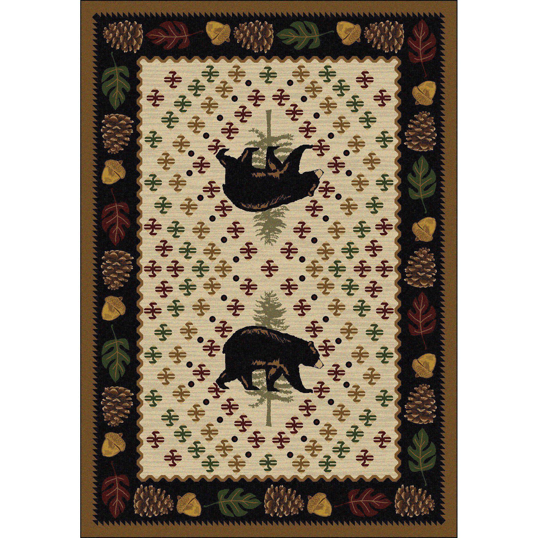 Picnic Bear - Natural-CabinRugs Southwestern Rugs Wildlife Rugs Lodge Rugs Aztec RugsSouthwest Rugs