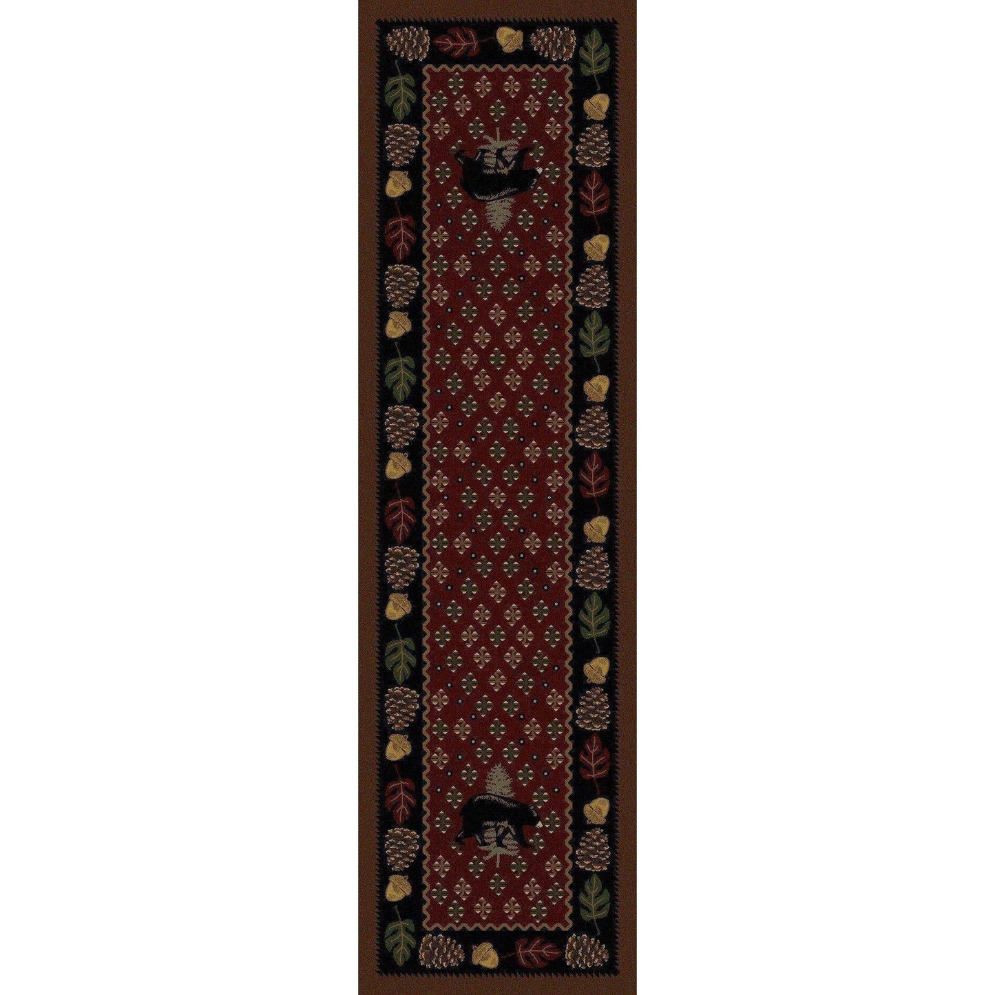 Picnic Bear - Red-CabinRugs Southwestern Rugs Wildlife Rugs Lodge Rugs Aztec RugsSouthwest Rugs