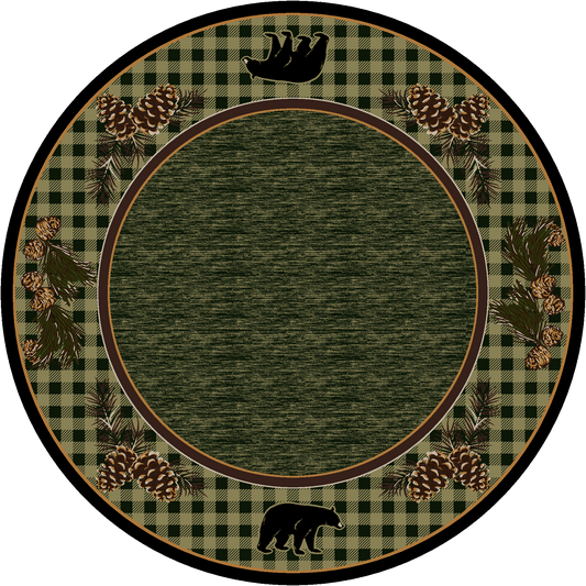 Pinecones & Bears-CabinRugs Southwestern Rugs Wildlife Rugs Lodge Rugs Aztec RugsSouthwest Rugs