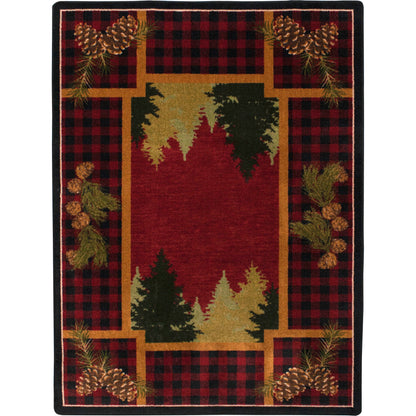 Plaid Woodsman Rug – Red – cabin lodge area rug