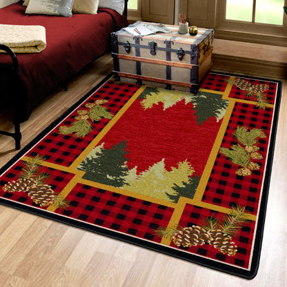 Plaid Woodsman Rug – Red – detail view