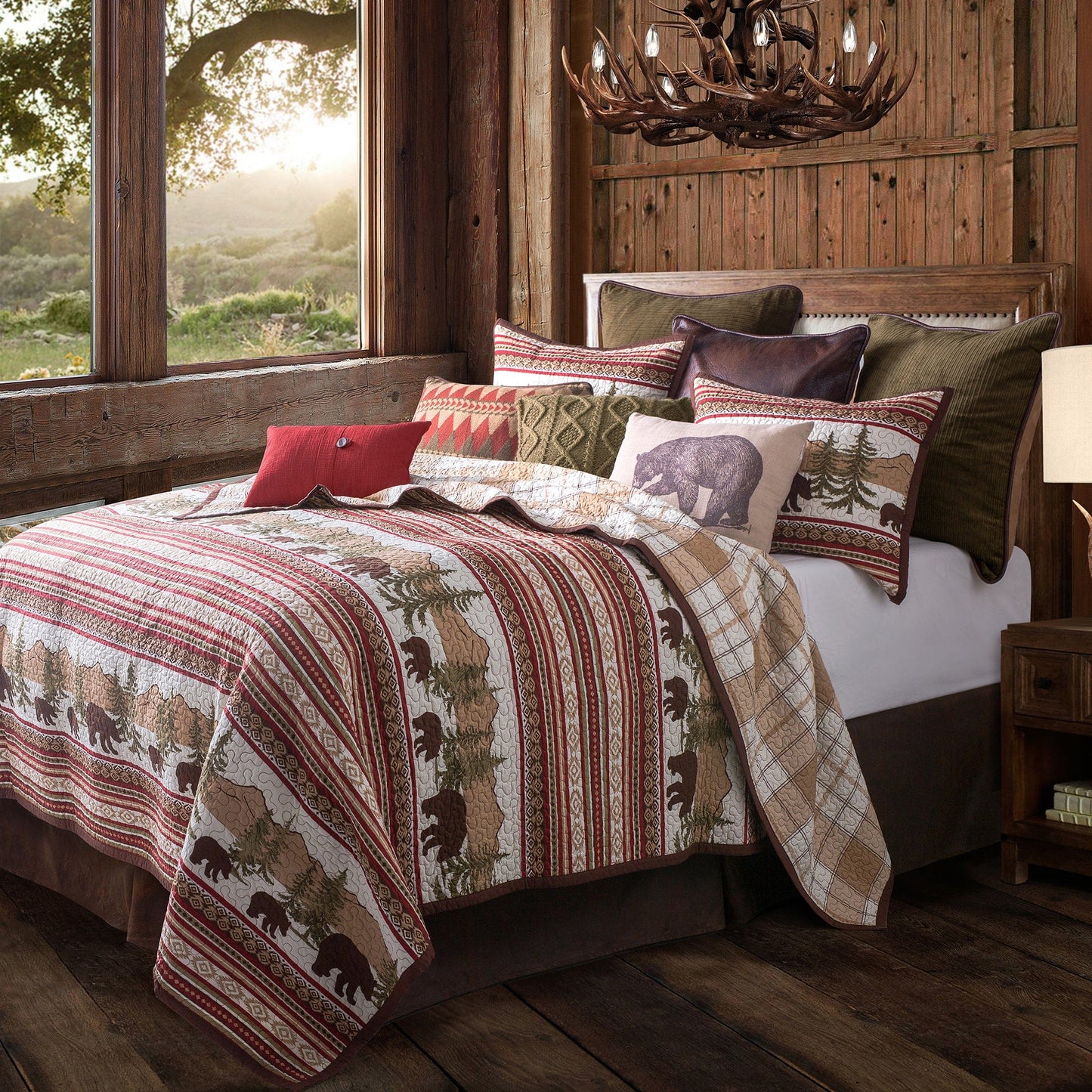 Bear Trail Reversible Quilt Set, 3 Pc