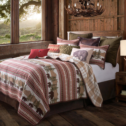 Bear Trail Reversible Quilt Set, 3 Pc