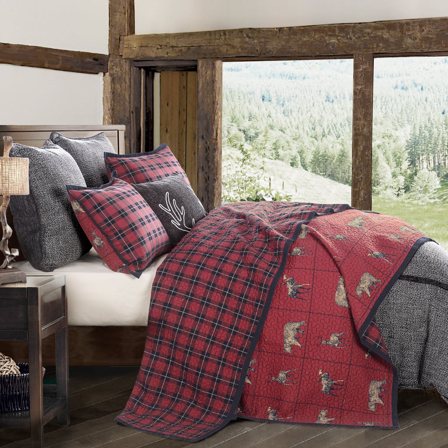 Woodland Plaid Reversible Quilt Set, 3 Pc
