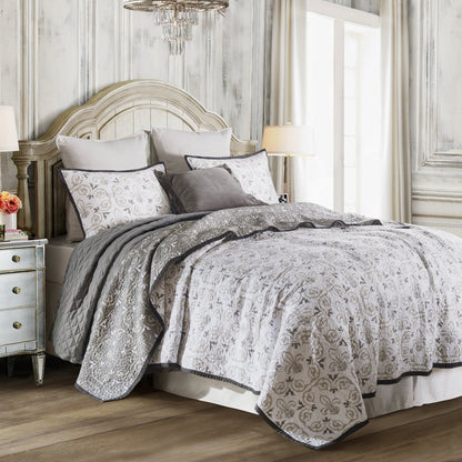 Fleur De Lis Reversible Quilt Set, 2 Pc