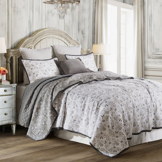 Fleur De Lis Reversible Quilt Set, 2 Pc