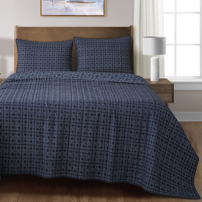 Indigo Reversible Quilt Set, 2 Pc