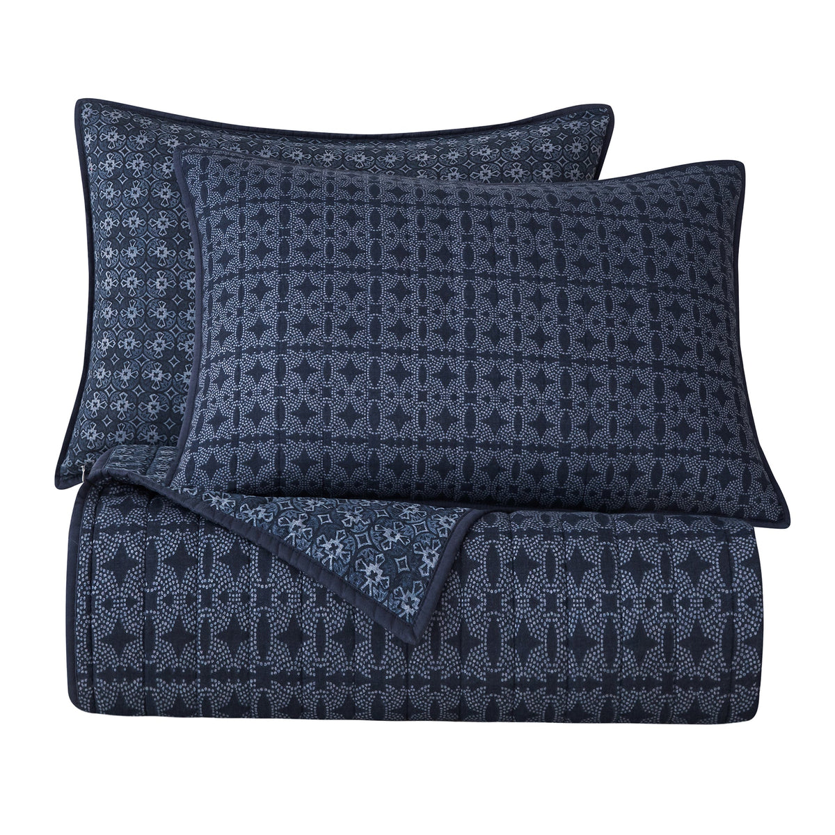 Indigo Reversible Quilt Set, 2 Pc