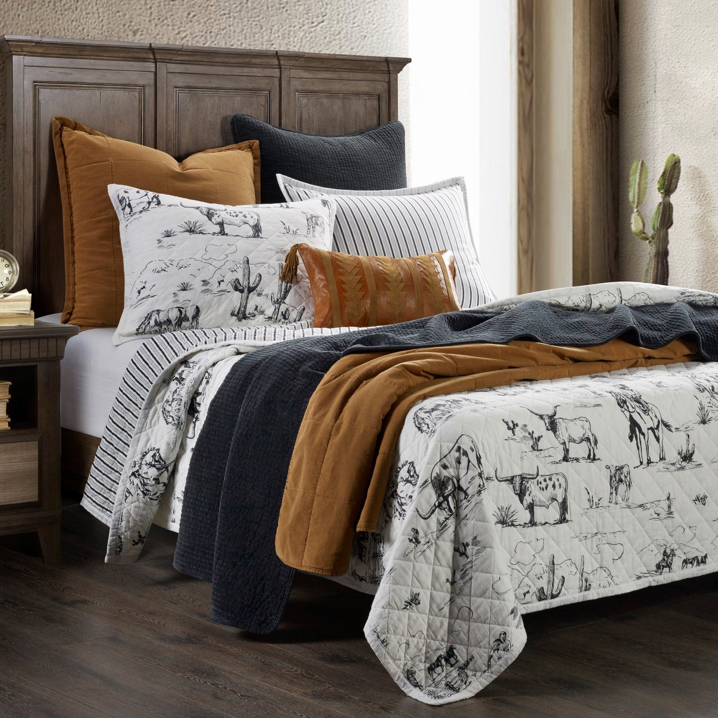 Ranch Life Western Toile Reversible Quilt Set, 2 Pc