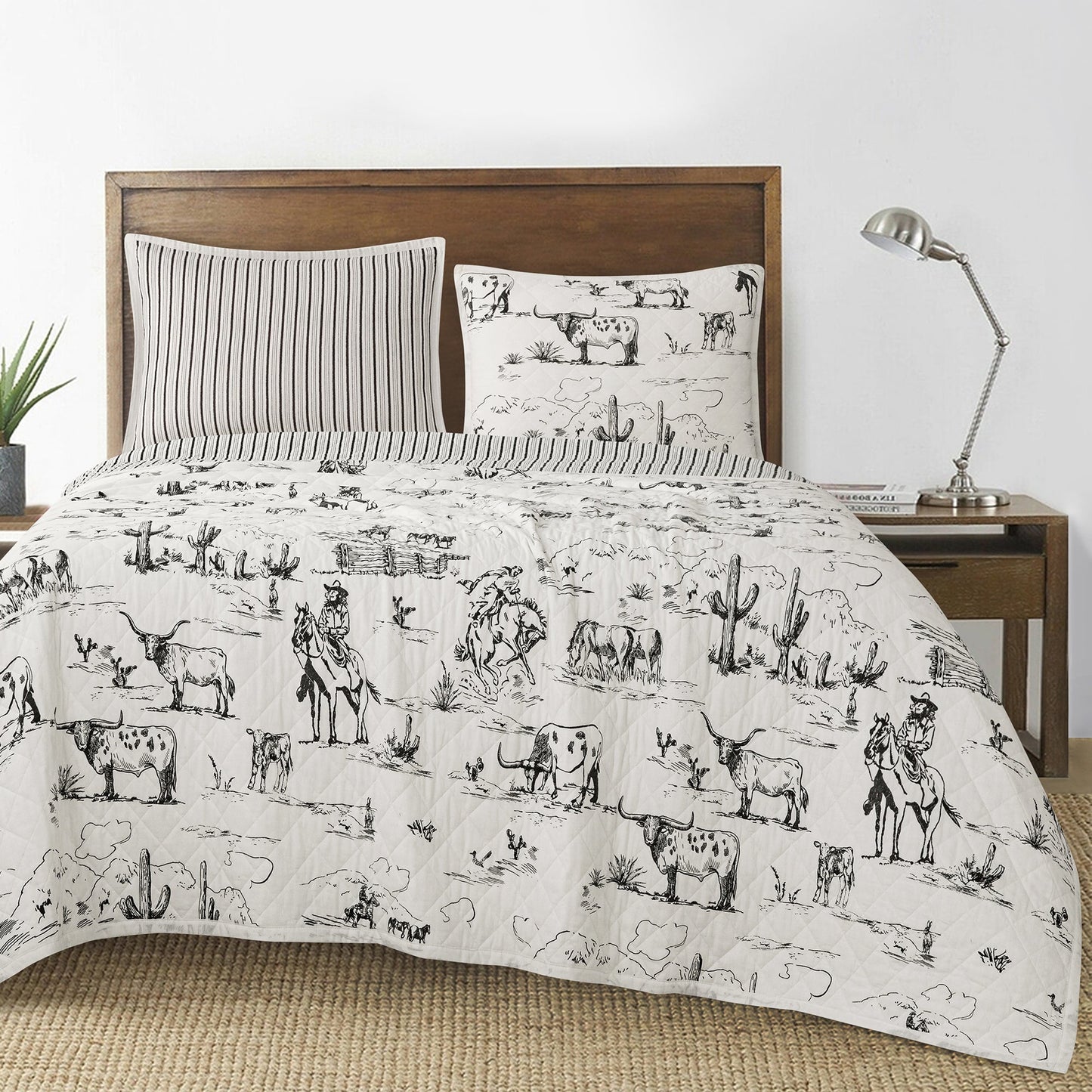 Ranch Life Western Toile Reversible Quilt Set, 2 Pc
