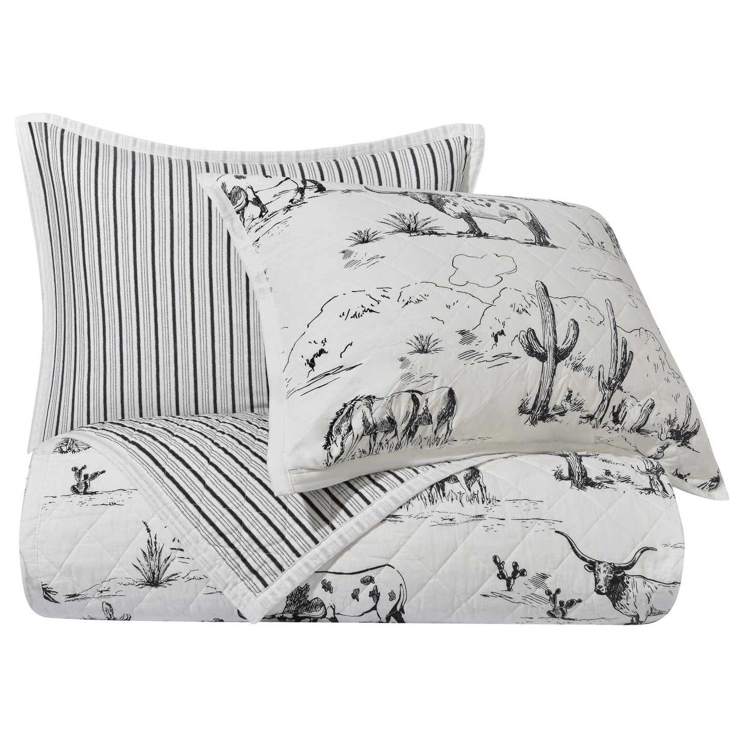 Ranch Life Western Toile Reversible Quilt Set, 2 Pc