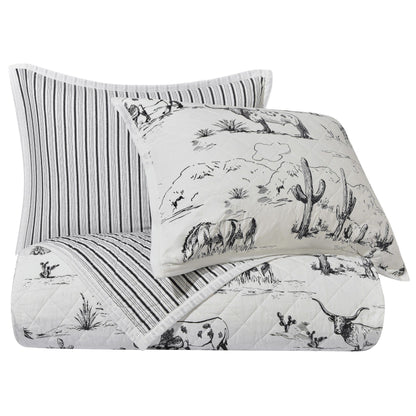 Ranch Life Western Toile Reversible Quilt Set, 2 Pc