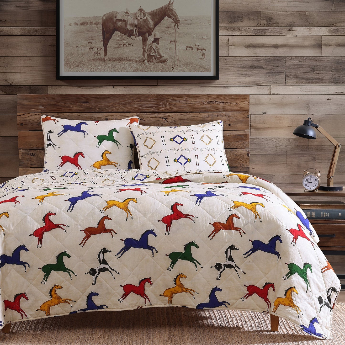 Wild Horses Reversible Quilt Set, 2 Pc