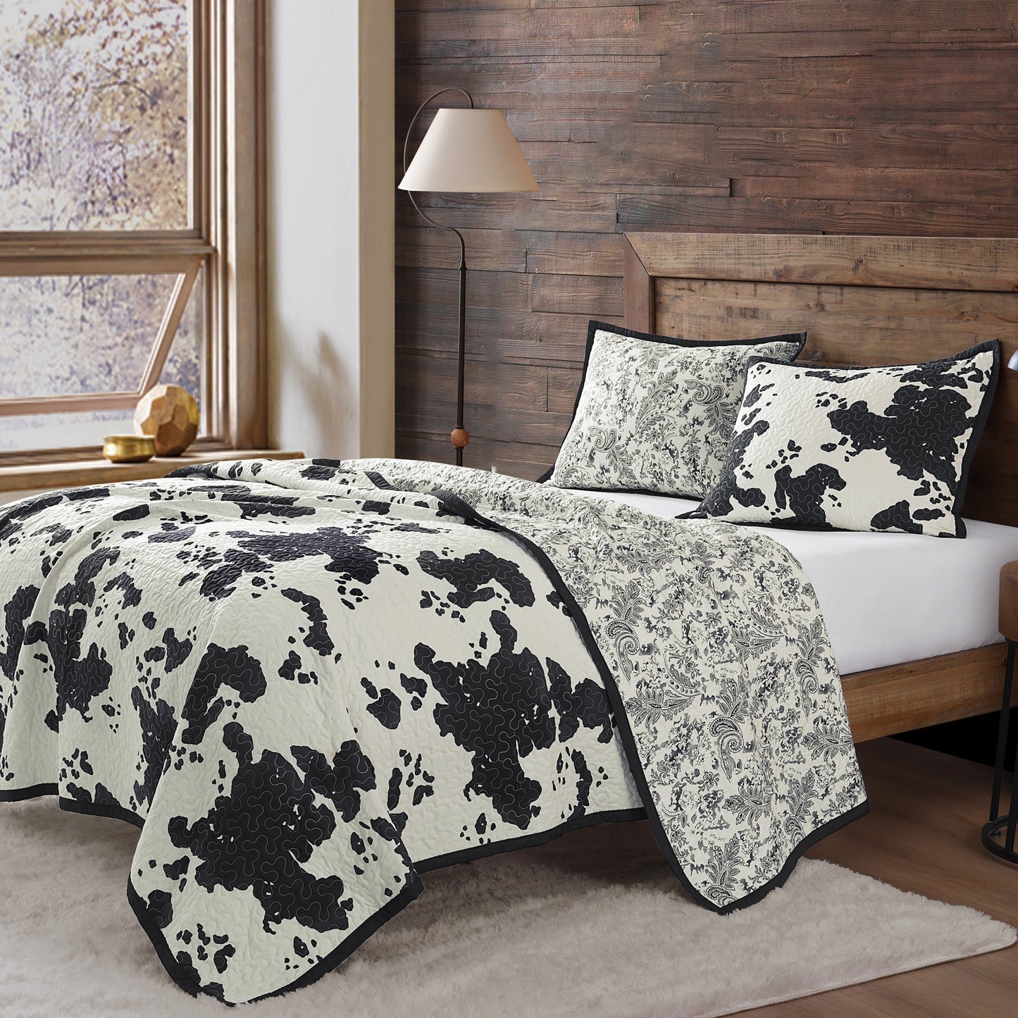 Elsa Cowhide Reversible Quilt Set, 2 Pc