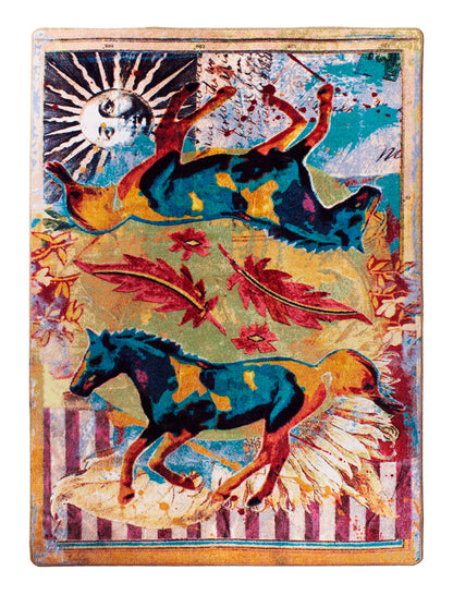 Ruiz Galloping Horses Rug – Teal – cabin lodge area rug