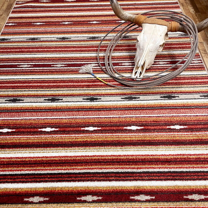 Remington Stripe Rug – Red Multi – room setting