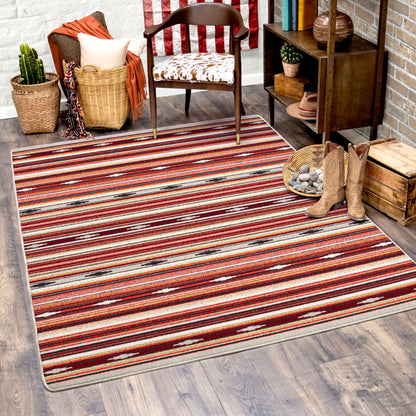 Remington Stripe Rug – Red Multi – detail view
