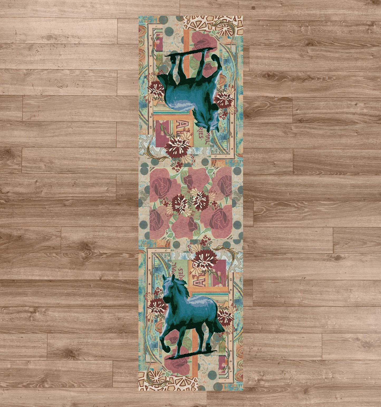 Ruiz Blue Horse Rug – Teal – lifestyle