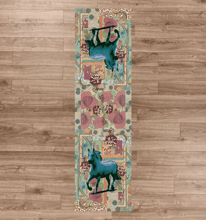 Ruiz Blue Horse Rug – Teal – lifestyle