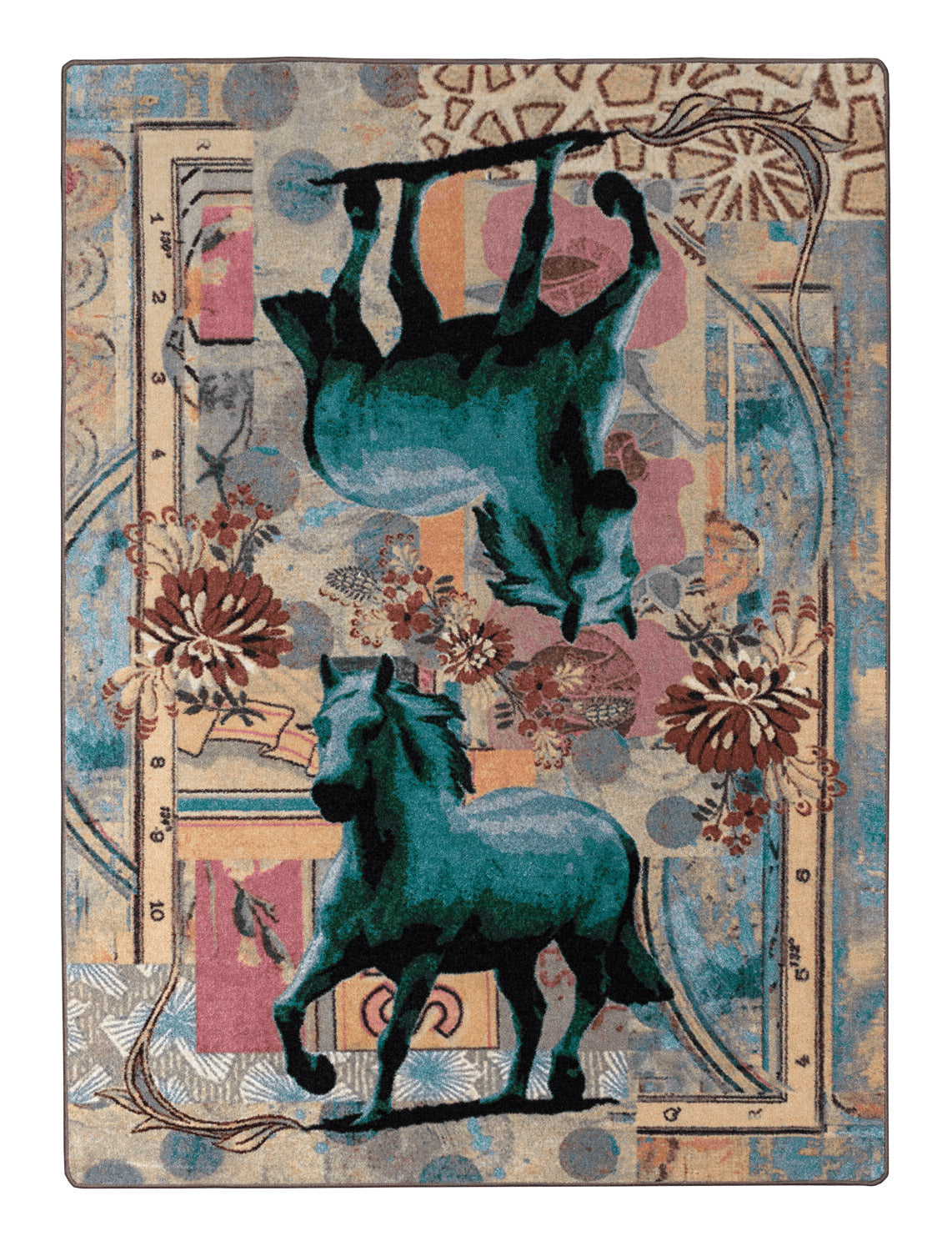 Ruiz Blue Horse Rug – Teal – detail view