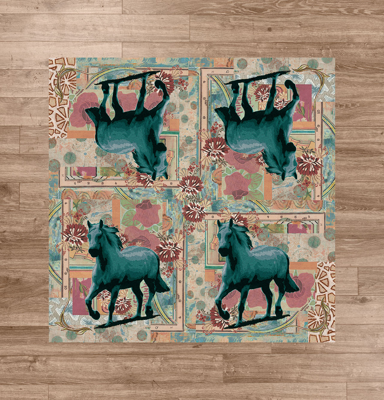 Ruiz Blue Horse Rug – Teal – close up