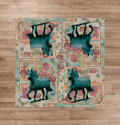 Ruiz Blue Horse Rug – Teal – close up