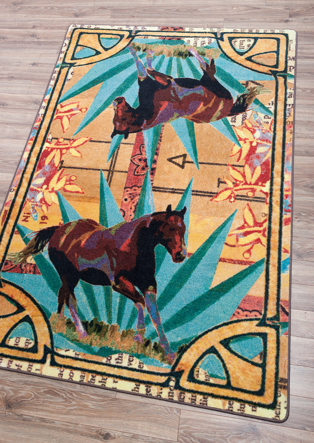 Ruiz Brown Horse Rug – Multi – room setting