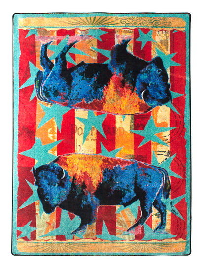 Ruiz Buffalo Stars & Stripes Rug – Liberty – cabin lodge area rug