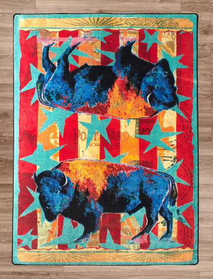 Ruiz Buffalo Stars & Stripes Rug – Liberty – close up