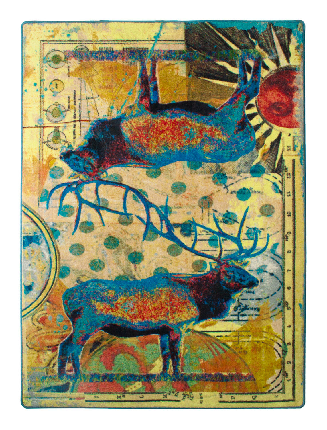 Ruiz Elk Pair Rug – Splash – cabin lodge area rug
