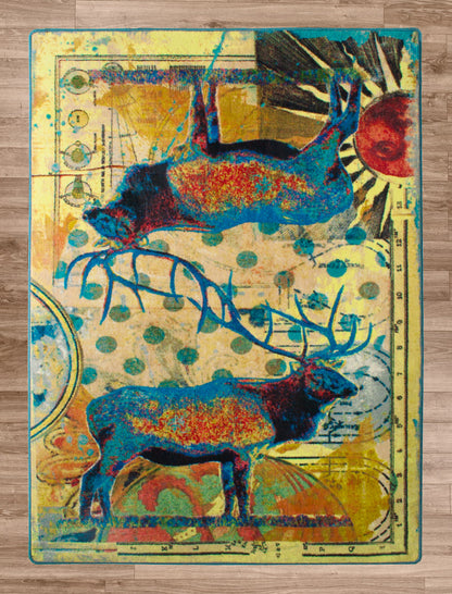 Ruiz Elk Pair Rug – Splash – close up