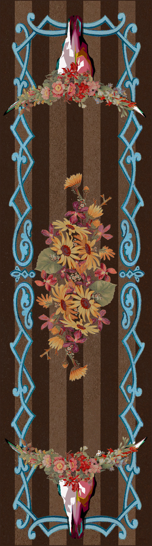 Ruiz Floral Longhorn Rug – Chocolate – room setting