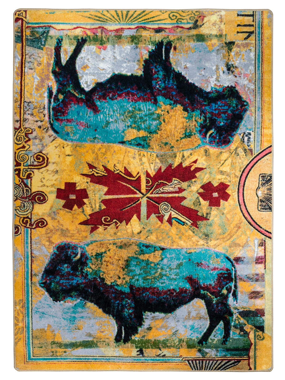 Ruiz Golden Buffalo Rug – Bright – cabin lodge area rug