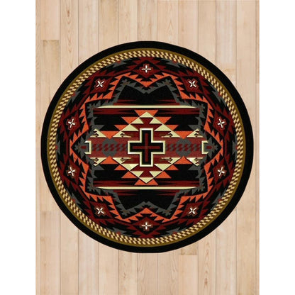 Rustic Crucifix Rug – Black – room setting