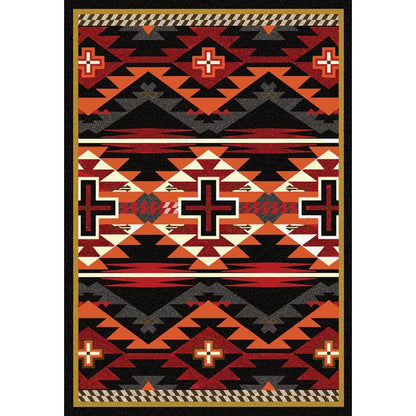 Rustic Crucifix Rug – Black – cabin lodge area rug