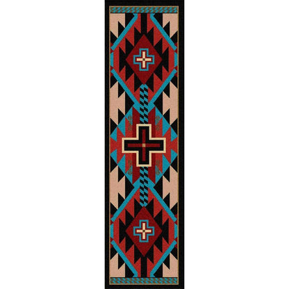 Rustic Crucifix Rug – Blue – detail view