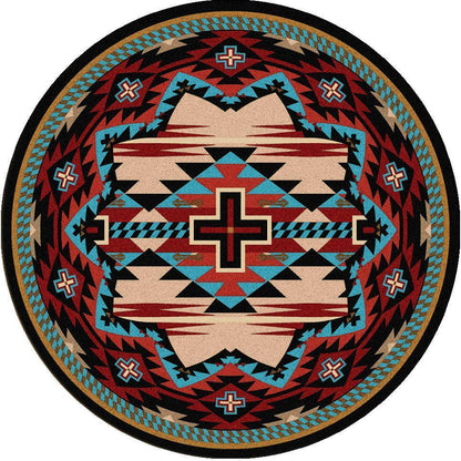 Rustic Crucifix Rug – Blue – room setting