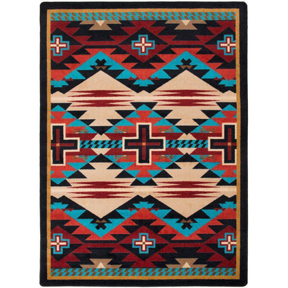 Rustic Crucifix Rug – Blue – cabin lodge area rug