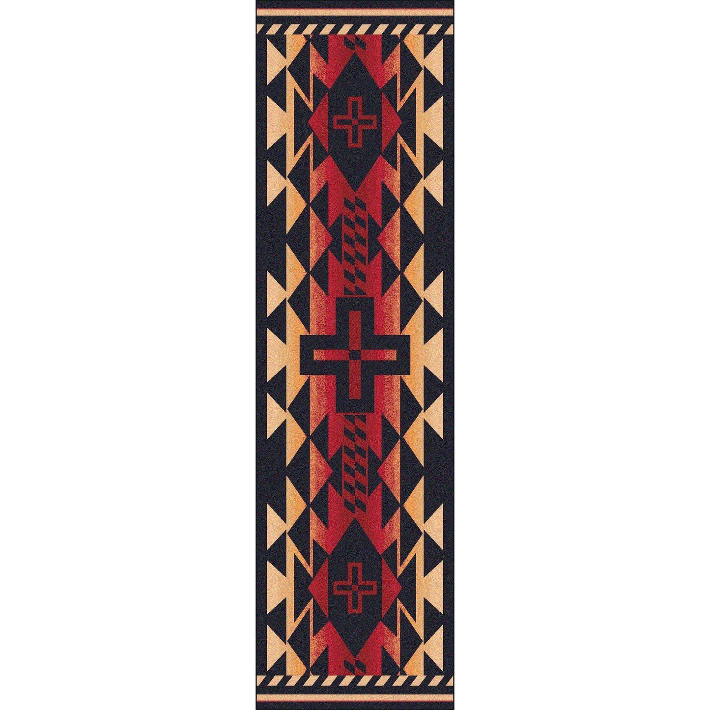 Rustic Crucifix Rug – Burnt Red – detail view