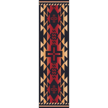 Rustic Crucifix Rug – Burnt Red – detail view