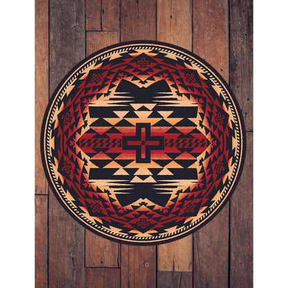Rustic Crucifix Rug – Burnt Red – room setting