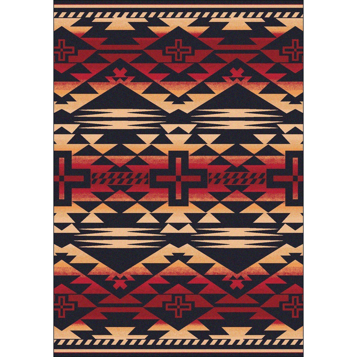 Rustic Crucifix Rug – Burnt Red – cabin lodge area rug
