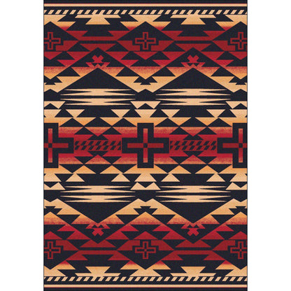 Rustic Crucifix Rug – Burnt Red – cabin lodge area rug